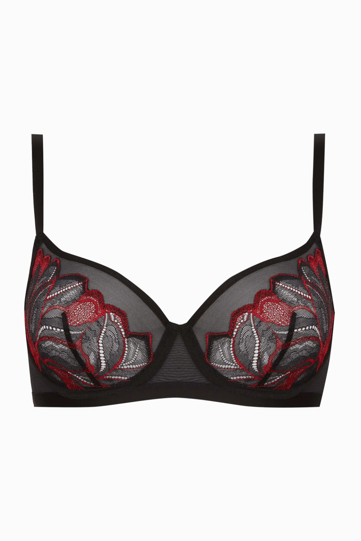 Soutien-gorge à armatures Nymphéas - Noir / rouge