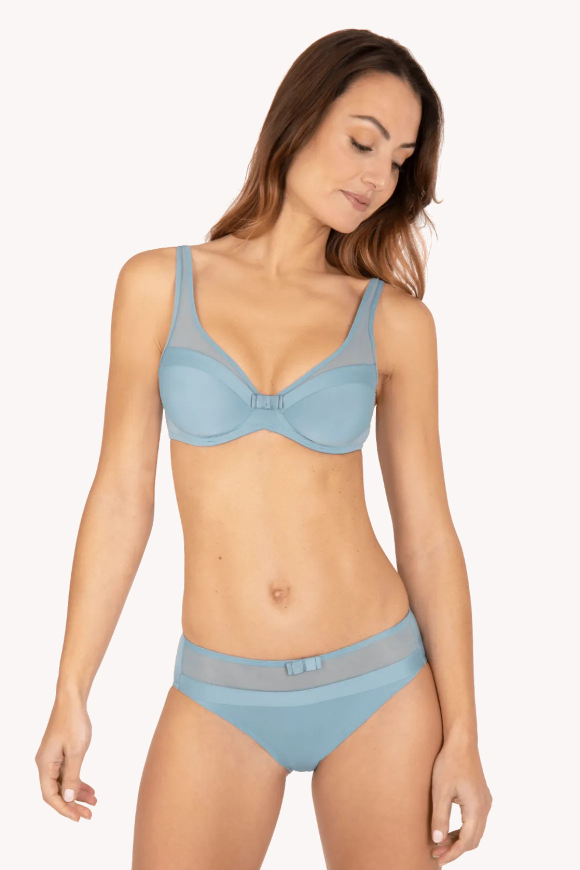 Soutien-gorge à armatures Tulle Design - Bleu perle
