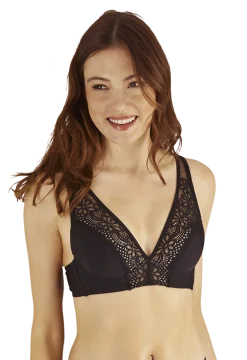 Soutien-gorge coques en dentelle et microfibre L'irrésistible - Noir