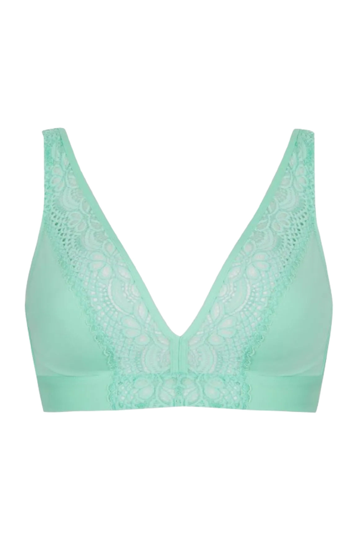 Soutien-gorge foulard sans armatures en dentelle et en microfibre L'irrésistible - Vert amande