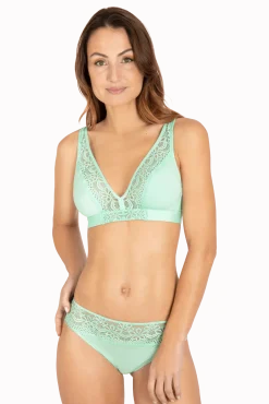 Soutien-gorge foulard sans armatures en dentelle et en microfibre L'irrésistible - Vert amande