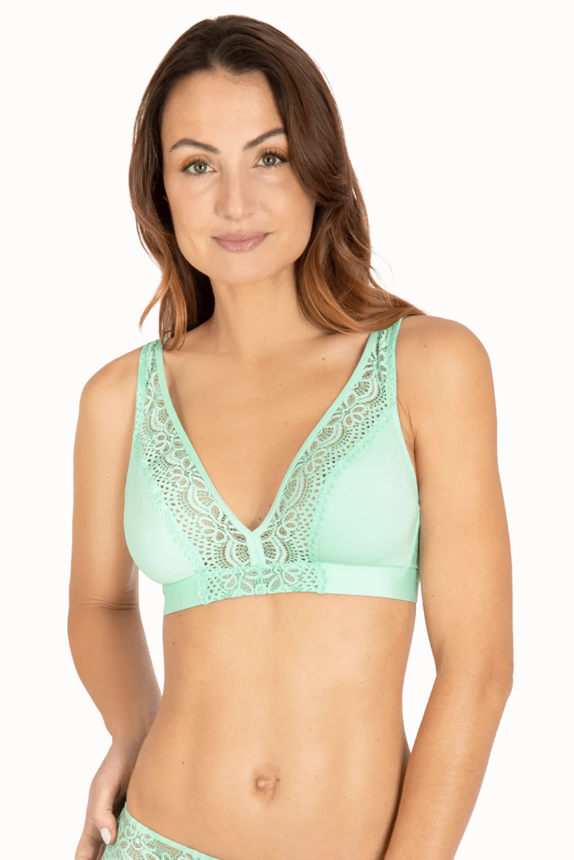 Soutien-gorge foulard sans armatures en dentelle et en microfibre L'irrésistible - Vert amande