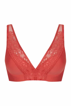 Soutien-gorge foulard sans armatures en dentelle et en microfibre L'irrésistible - Corail