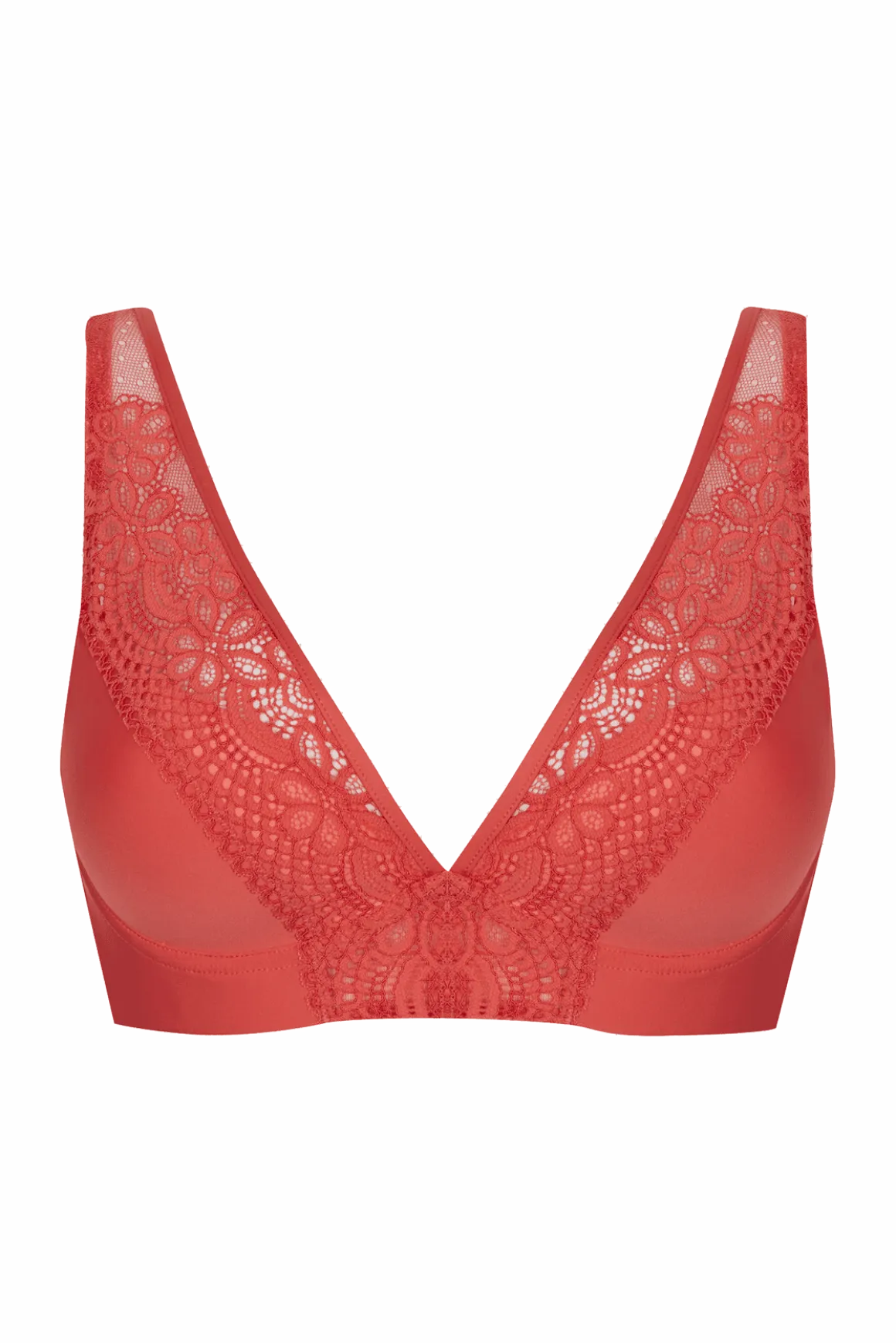 Soutien-gorge foulard sans armatures en dentelle et en microfibre L'irrésistible - Corail