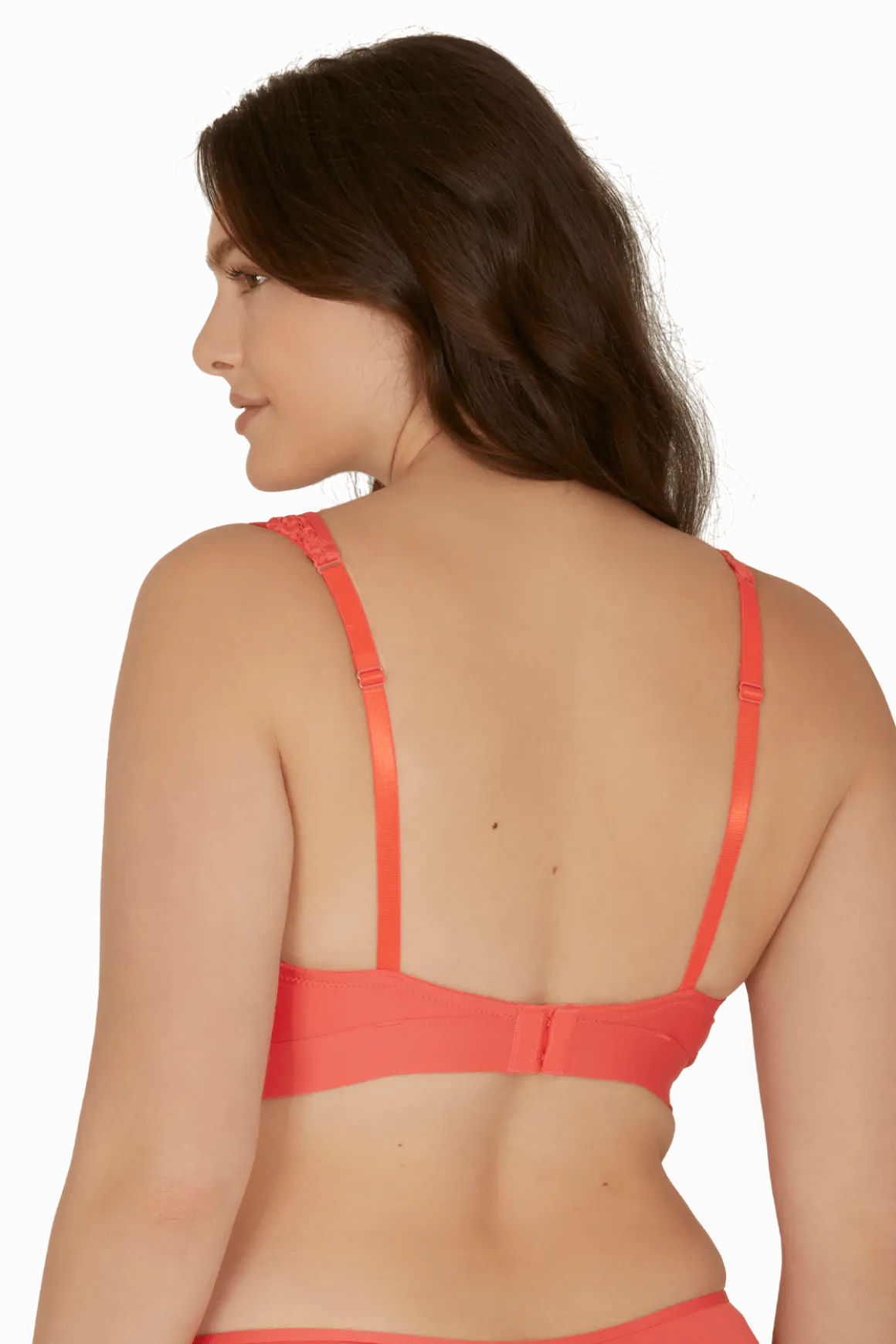 Soutien-gorge foulard sans armatures en dentelle et en microfibre L'irrésistible - Corail