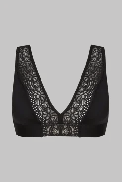 Soutien-gorge foulard sans armatures en dentelle et en microfibre L'irrésistible - Noir