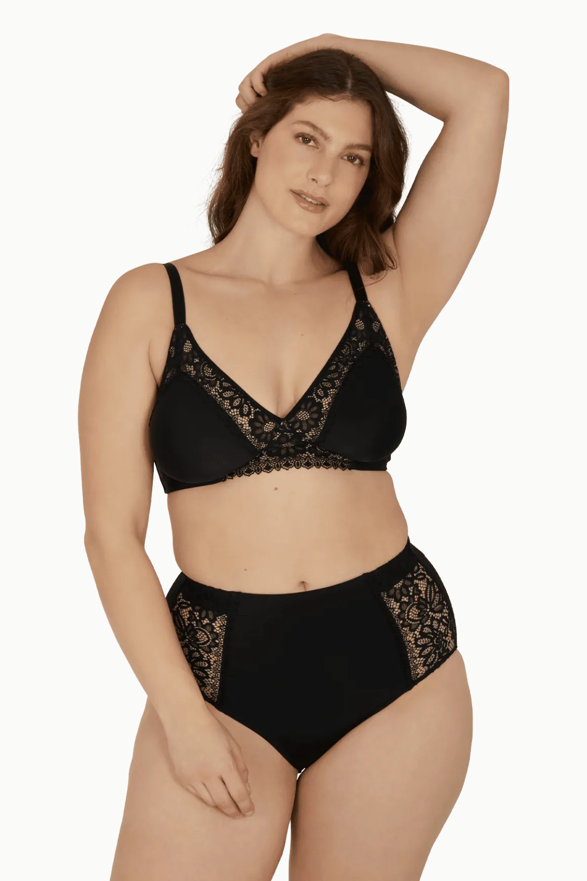 Soutien-gorge sans armatures basque dentelle Well Allure L'Elégante - Noir