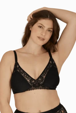 Soutien-gorge sans armatures basque dentelle Well Allure L'Elégante - Noir