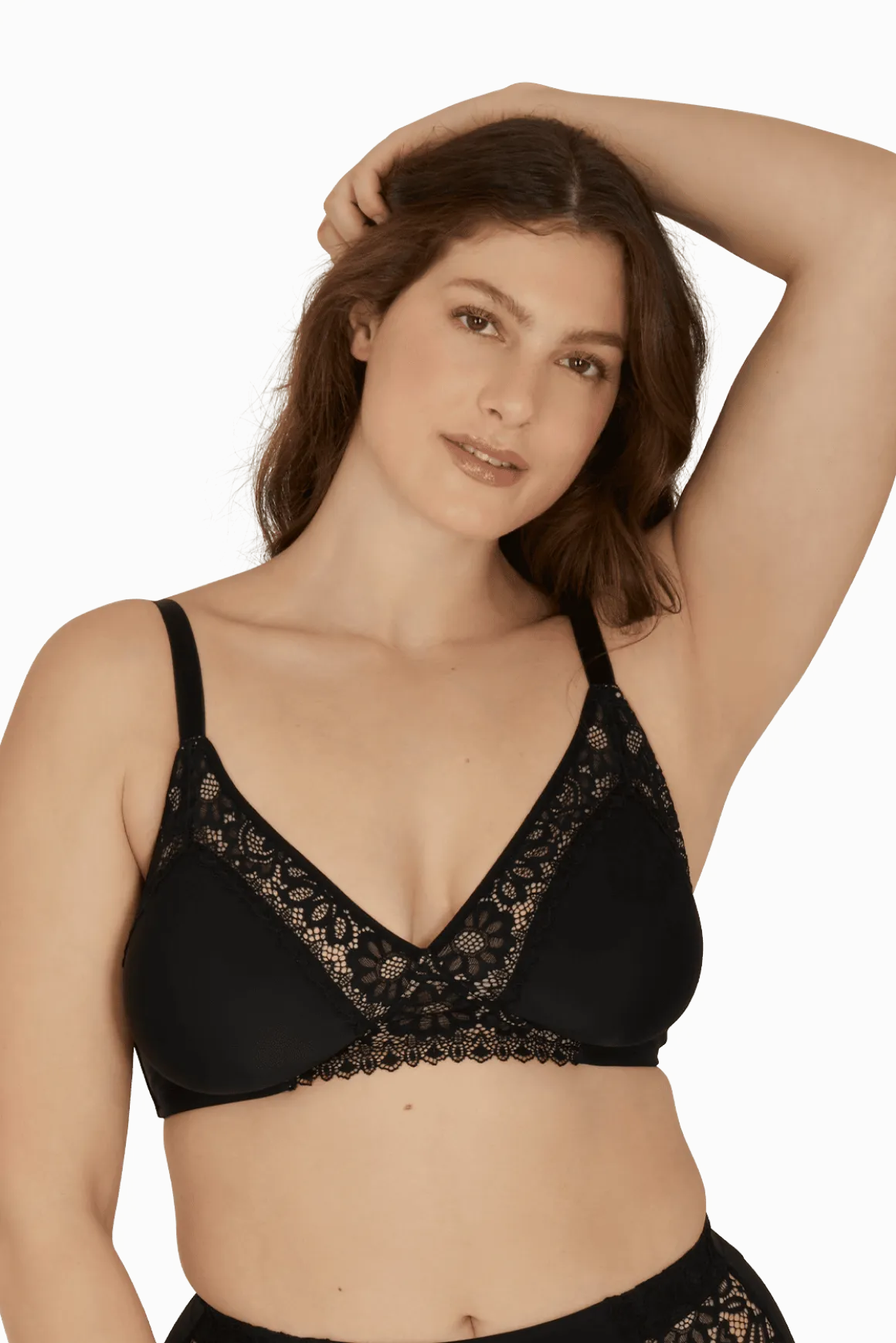 Soutien-gorge sans armatures basque dentelle Well Allure L'Elégante - Noir