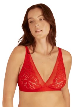Soutien-gorge sans armatures Dentelle Prodigieuse - Rouge lumineux