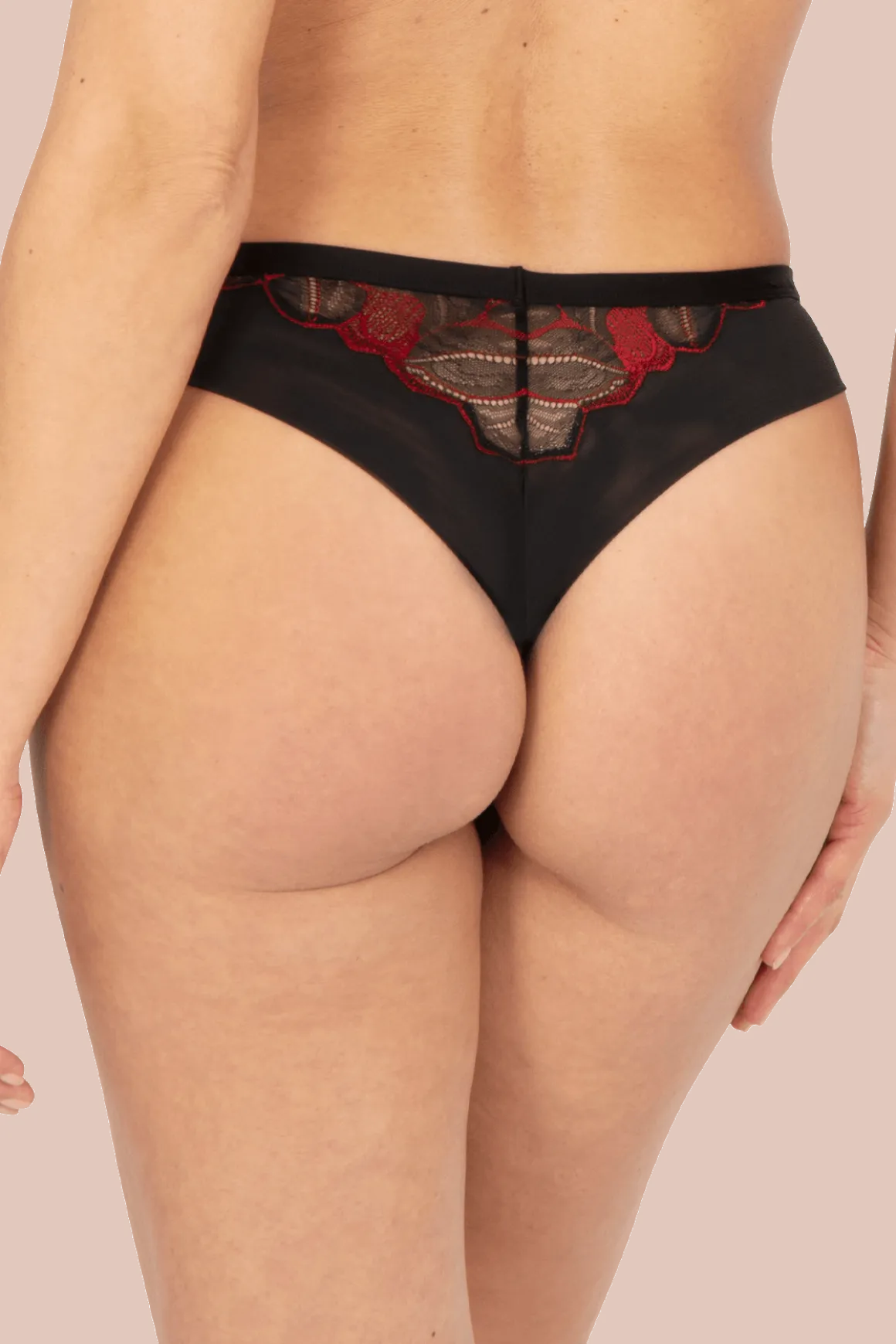 Tanga Nymphéas - Noir / Rouge