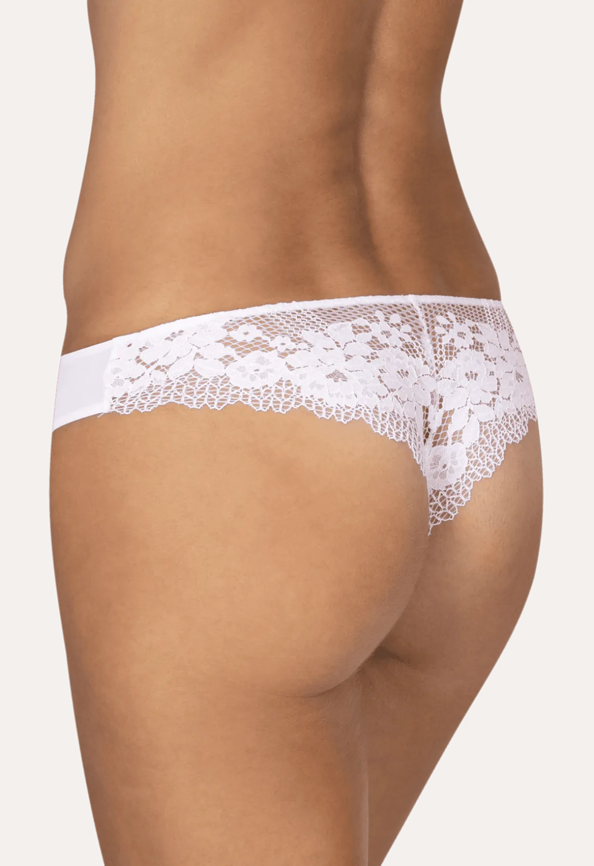 Tanga Résille Florale - Blanc