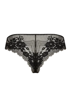 Tanga Résille Florale - Noir
