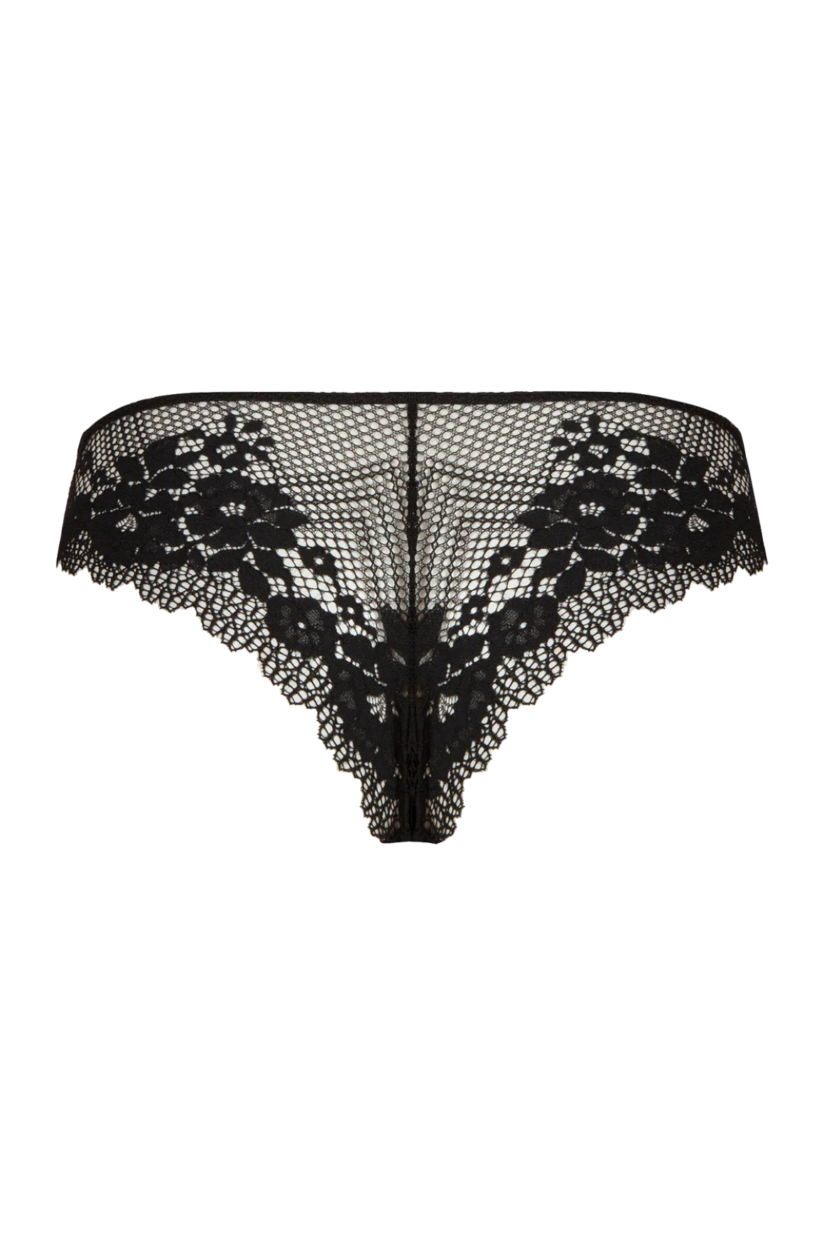 Tanga Résille Florale - Noir