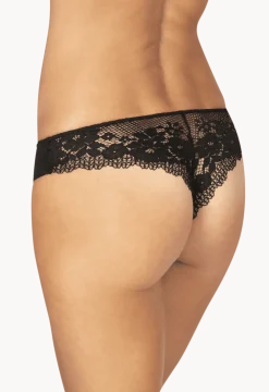 Tanga Résille Florale - Noir