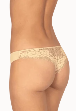 Tanga Résille Florale - Nude
