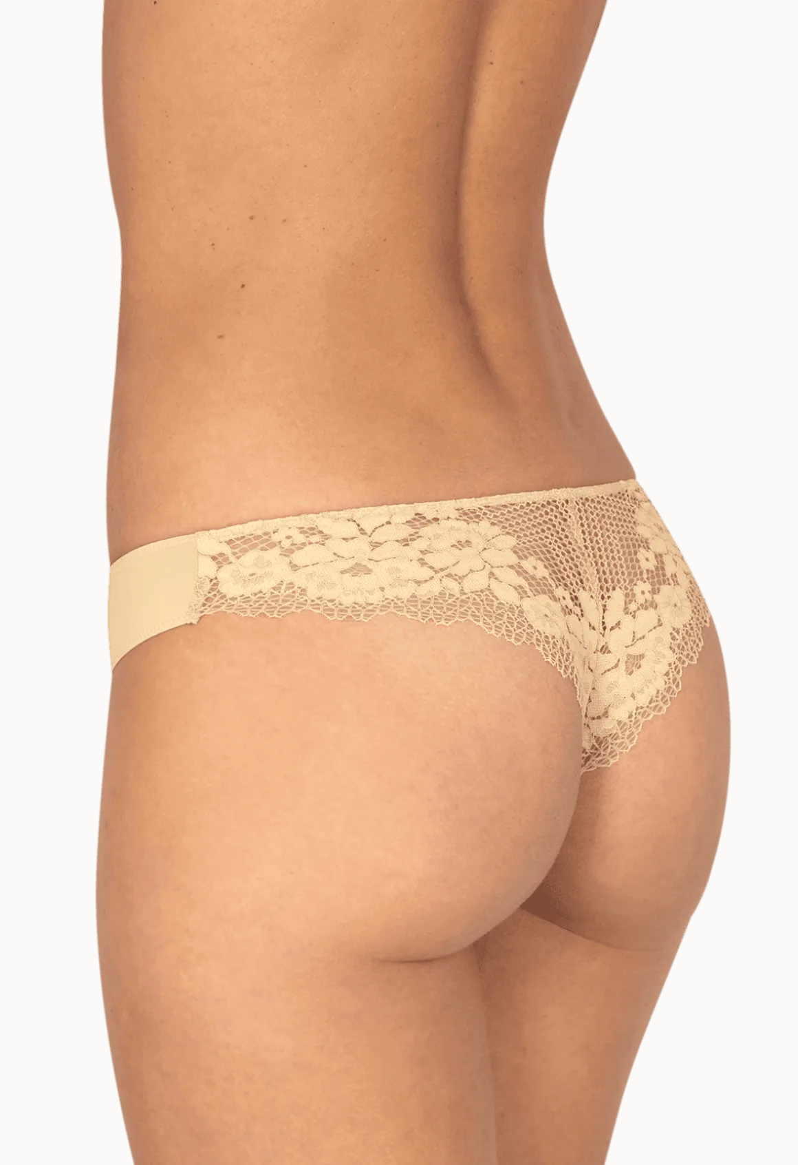 Tanga Résille Florale - Nude